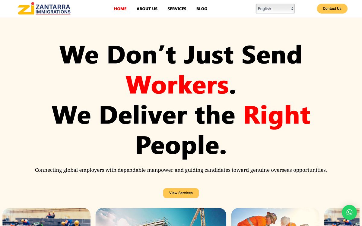 Zantarra Immigrations website
